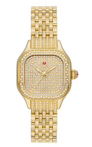 A stunning Michele wristwatch adorned in diamonds, from Gerald Peters.